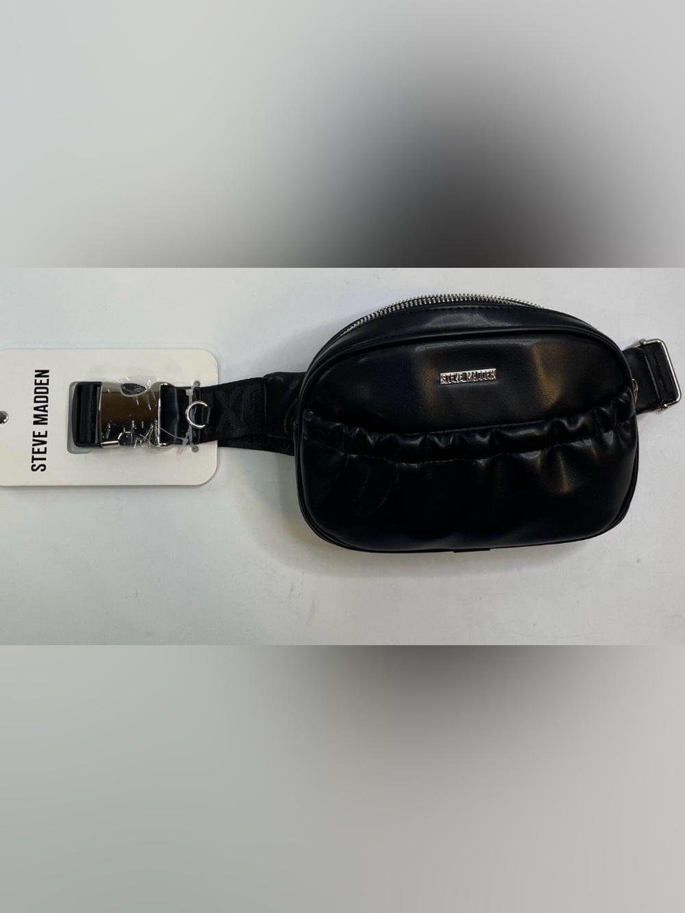 Steve Madden Black Quilted Leather Belt Bag